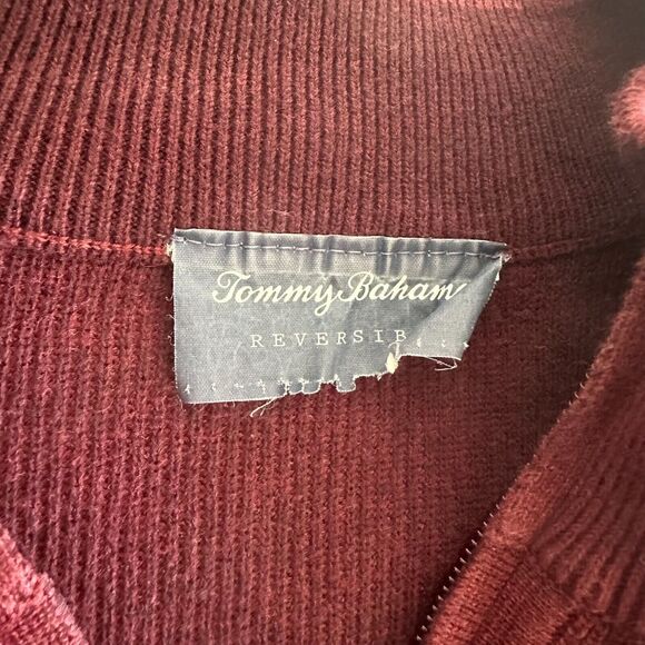 Tommy Bahama Sweater Mens Purple Pima Cotton Reversible Quarter Zip **Large** - Picture 5 of 7